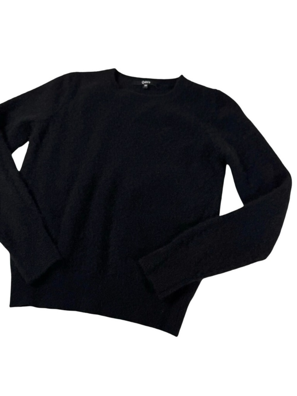 Quince Black Cashmere Sweater Sz XS Crewneck Minimalist Fluffy Quiet Luxury